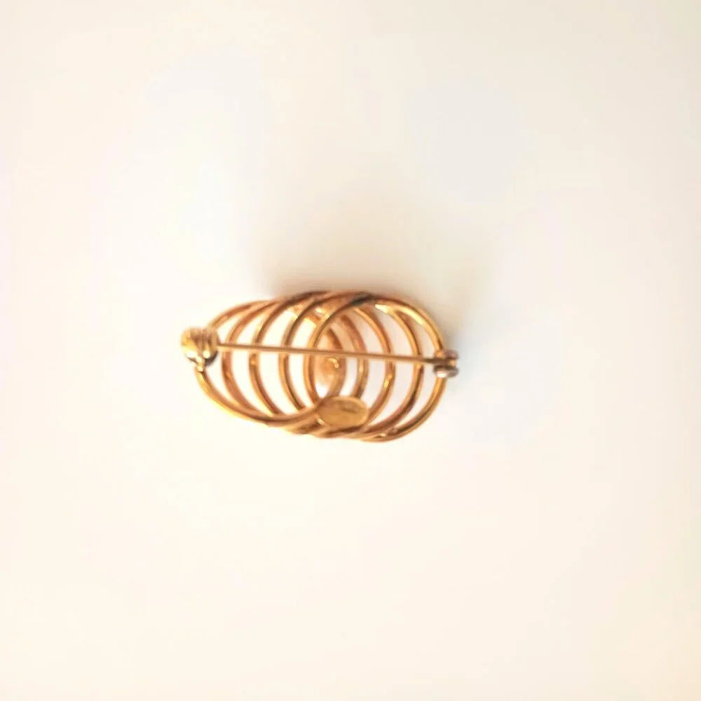 W E Richards 14k GF Pearl Brooch Women's Vintage Infinity Gold Pin Jewelry